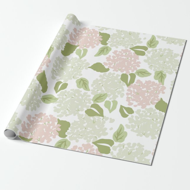 Papier Cadeau Joli hydrangea floral preppy classique (Déroulé)