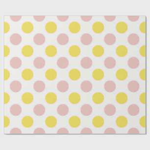 Papier Cadeau Joli jaune et rose à pois
