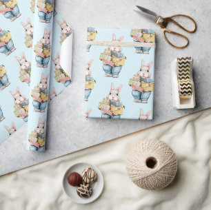 Papier Cadeau Joli lapin avec cadeau d'anniversaire Papier envel