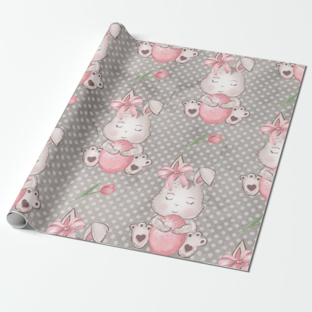 Papier Cadeau Joli lapin de Pâques (Déroulé)