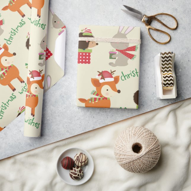 Papier Cadeau Joli lapin et cerfs voeux de Noël (Artisanat)