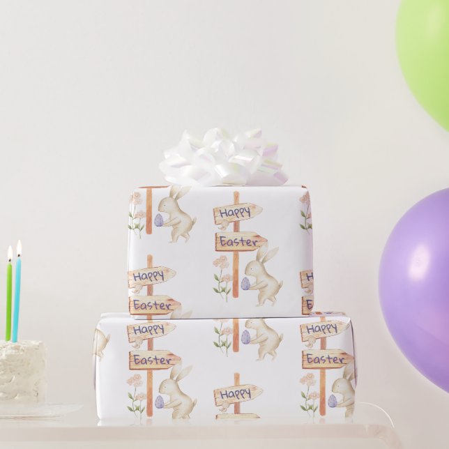 Papier Cadeau Joli lapin et oeuf de Pâques (Cadeaux de fête)