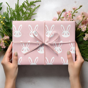 Papier Cadeau Joli lapin rose Enfants Pâques