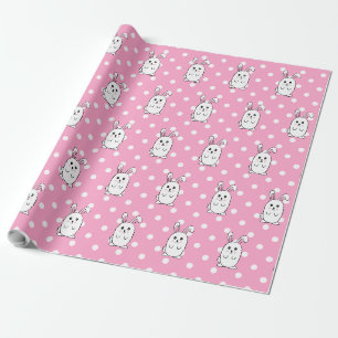 Papier Cadeau Joli lapin rose lapin Pâques Cartoon Enfants