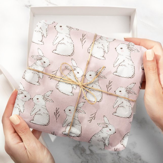 Papier Cadeau Joli lapin rose Motif de Pâques (Créateur téléchargé)