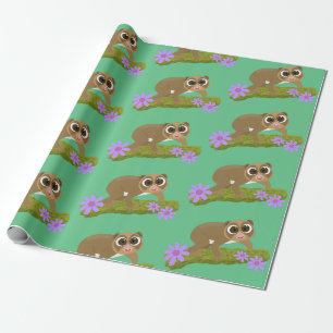 Papier Cadeau Joli lenteur loris sur dessin de branche