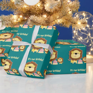Papier Cadeau Joli Lion Et Baby Cub Anniversaire de enfant
