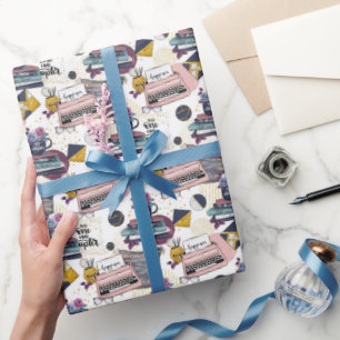 Papier Cadeau Joli livre carrelé motif cosy