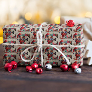 Papier Cadeau Joli lutin de Noël Lettre de fête E