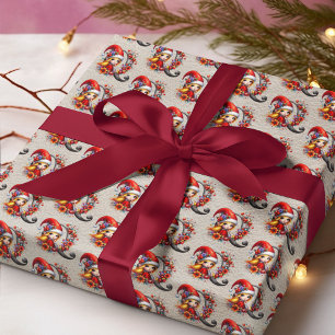 Papier Cadeau Joli lutin de Noël Lettre festive Q