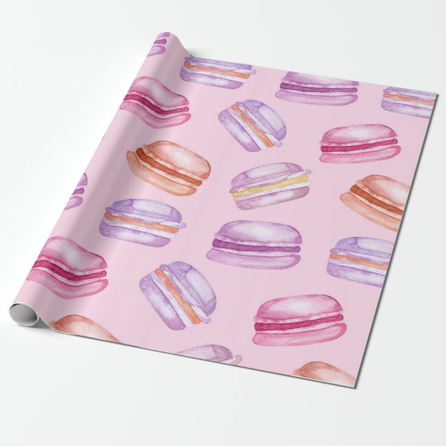 Papier Cadeau Joli Macarons imprimé papier d'emballage (Déroulé)