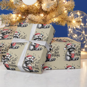 Papier Cadeau Joli Mais Feral Christmas Raccoon mignon Animal No