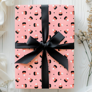 Papier Cadeau Joli maïs sucré d'Halloween sur motif rose