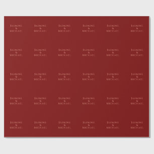 Papier Cadeau Joli Minimaliste Rouge Foncé & Nom Propre Peach
