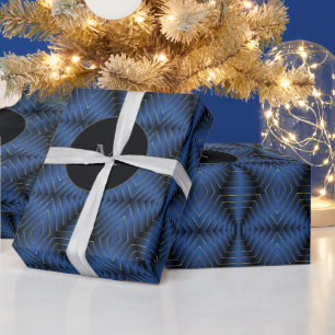 Papier Cadeau Joli Monogramme Hexagon Motif de la marine Noël