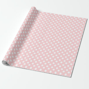 Papier Cadeau Joli motif à pois rose pastel et blanc