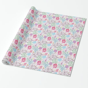 Papier Cadeau Joli motif aux fleurs colorées