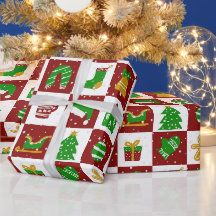Joli motif carré de Noël rouge et vert
