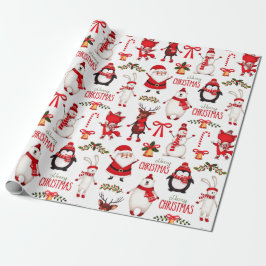 Papier Cadeau Joli Motif de caricatures de Noël