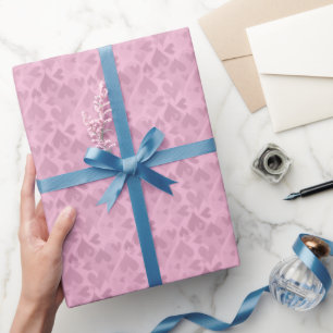 Papier Cadeau Joli motif de cœur rose pastel féminin