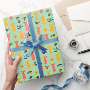 Papier Cadeau Joli motif de fleurs et de cravate de printemps