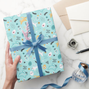 Papier Cadeau Joli motif de lapin de Pâques Lapins kawaii Œufs