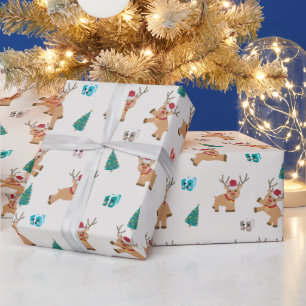 Papier Cadeau Joli Motif de rennes de Noël
