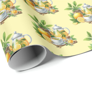 Papier Cadeau Joli motif de thé au citron carrelé