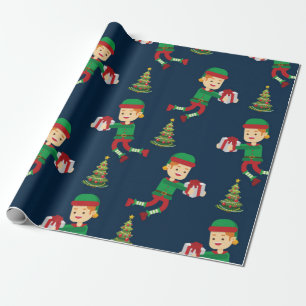 Papier Cadeau Joli Motif elfe de Noël