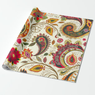 Papier Cadeau Joli Motif floral coloré Paisley