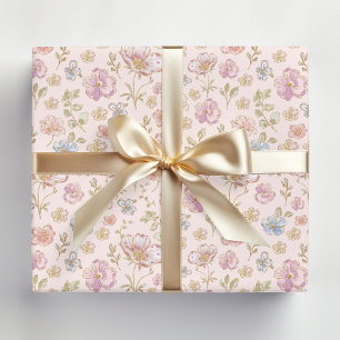 Papier Cadeau Joli motif floral de fleurs vintage
