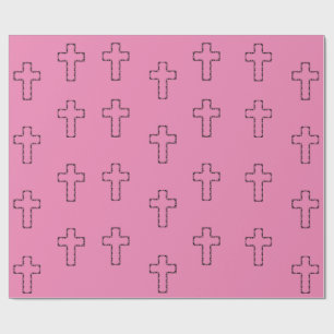 Papier Cadeau Joli Motif hiérarchique croisé sur rose