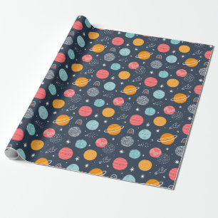 Papier Cadeau Joli Motif Planète Souriante