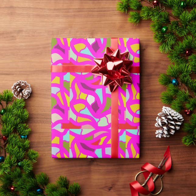 Papier Cadeau Joli motif rose et arc-en-ciel (Cadeau de vacances)