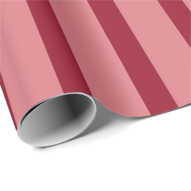 Papier Cadeau Joli Motif rose et rouge rayé (Coin rond)