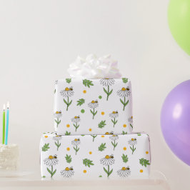 Papier Cadeau Joli motif sans couture de pâquerette et d'abeille