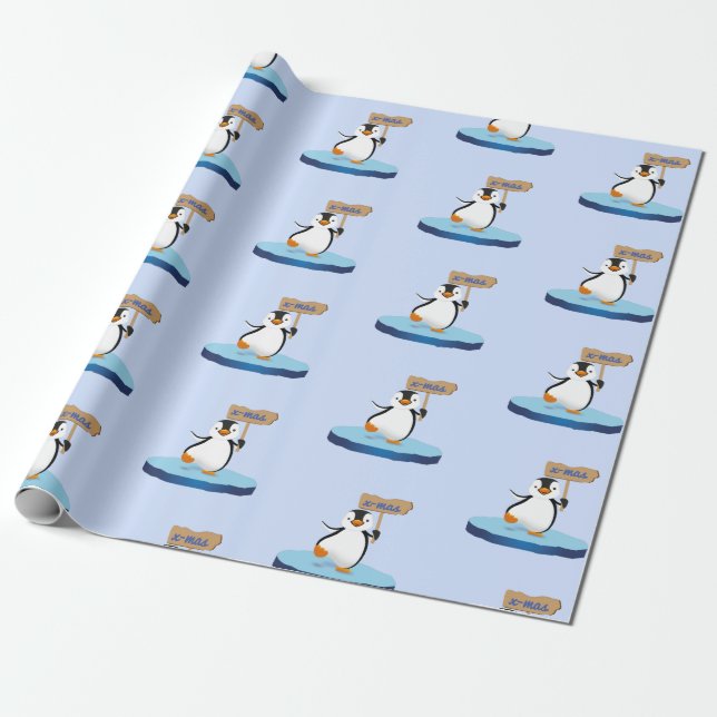 Papier Cadeau Joli Noël caricatural Pingon (Déroulé)