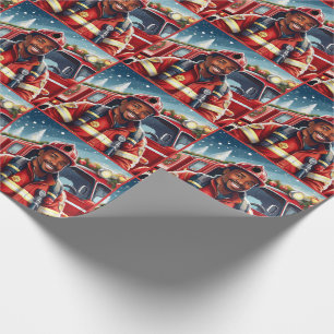 Papier Cadeau Joli Noël des pompiers afro-américains