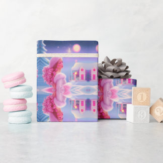 Papier Cadeau Joli Noël Élégant Rose Féminin