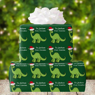 Papier Cadeau Joli Noël Enfants Dinosaur Père Noël Personnalisé