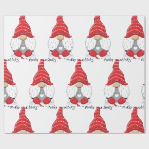 Papier Cadeau Joli Noël Gnome Aquarelle Art