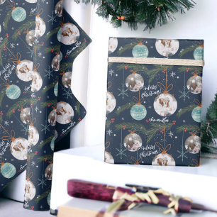 Papier Cadeau Joli Noël illustration nom 2 photos