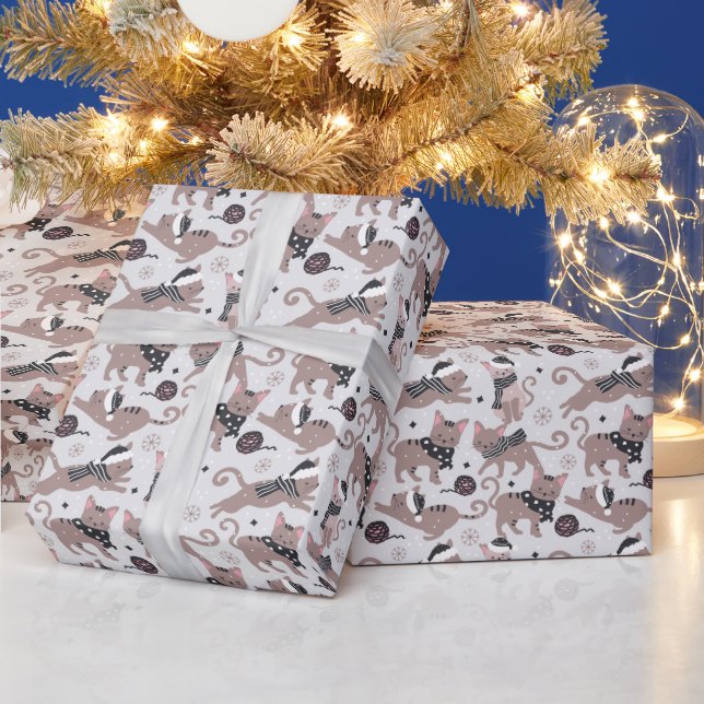 Papier Cadeau Joli Noël Kitty Chat Motif (Vacances)