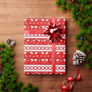 Papier Cadeau Joli Noël Mittens et Motif de bas