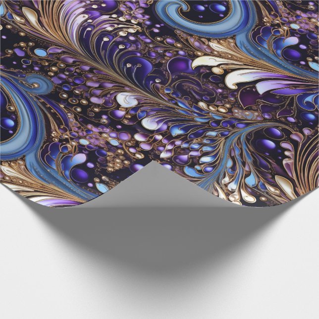 Papier Cadeau Joli Noël Or/Violet/Paisley (Coin)