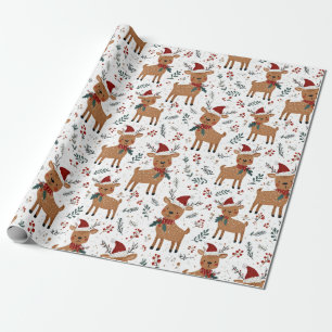 Papier Cadeau Joli Noël Renne Rétro
