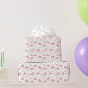 Papier Cadeau Joli Oiseaux Roses Sur Les Enfants Blancs
