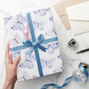 Papier Cadeau Joli Papillons blancs violets Anniversaire