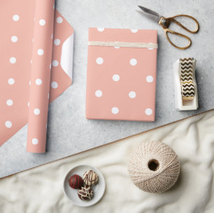 Papier Cadeau Joli Peach White Spot Motif