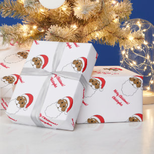 Papier Cadeau Joli Père Noël afro-américain Joyeux Noël Blanc